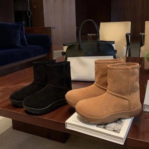Sonicelife 2024 High Quality Ladies Shoes Slip-on Women's Boots Fashion Short Plush Daily Boots Women Hot Sale Round Toe Solid Snow Boots
