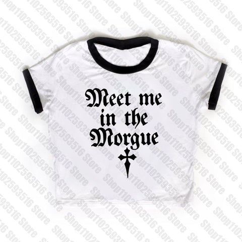 Sonicelife Y2k Crop Top Summer Goth Slim Vintage letter Graphic Baby Tee emo Cute Punk Hip Hop Women Crop top Short Sleeve Sexy Streetwear