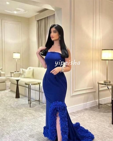 Sonicelife Customized Sexy Fashion Jersey Pleat Ruched Mermaid Strapless Long Dresses Bespoke Occasion Dresses High Quality Sizes Available (PRE-ORDER)
