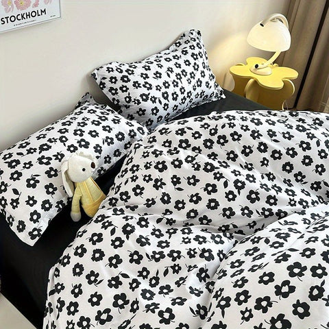 Sonicelife Cute Bear Bedding Set No Filler Ins Korean Style Duvet Cover Pillowcase 2024 New Single Full Size Kids Adult Soft Bed Linen