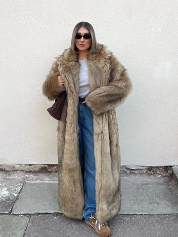 christmas outfit Sonicelife Fashion Oversized Lapel Collar Faux Fur Long Coat For Women Chic Long Sleeve Thick Warm Fluffy Jacket 2025 Lady High Streetwear