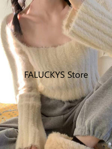 Sonicelife Sweet Solid Color Knitted Sweater Office Lady Casual Long Sleeve Blouse Women Party Y2K Crop Top Korean Fashion Autumn 2025