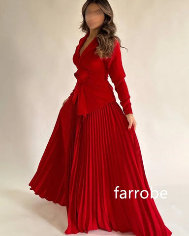 Sonicelife Customized Retro Jersey Pleat Flower A-line V-neck Midi Dresses Prom Dresses Classic Exquisite Modern Style Pastrol Unisex Chine (PRE-ORDER)