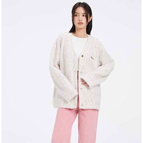 Black Friday Sonicelife Autumn Color Women Knit Cardigan Fashion Loose Lazy Style V Neck Long Sleeve Cardigan Sweater Elegant Preppy All Match Outerwear