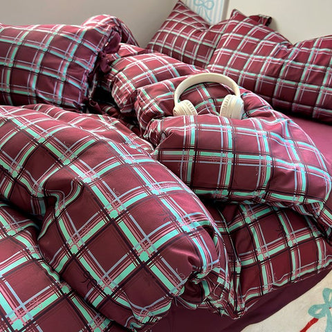 Sonicelife Ins Korean Style Duvet Cover Set Quilt Set Bow Dot Bed Sheet Set For Girls Bedding Set For Bedroom