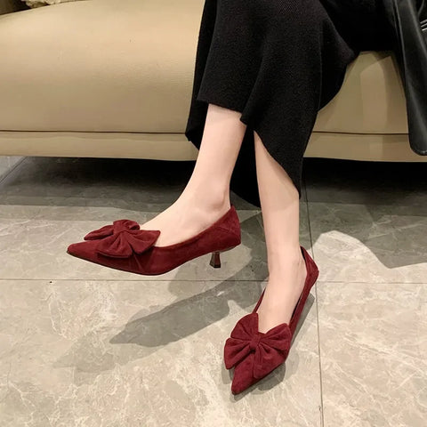 Sonicelife 2025  Spring Design Butterfly-knot Woman Pumps Pointed Toe Thin Heels Elegant Party Female Shoes Zapatos De Mujer