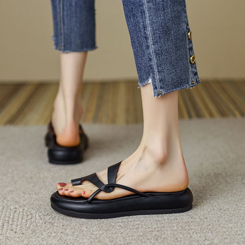 Sonicelife Malvina Open Toe Flatforms Slides Sandals