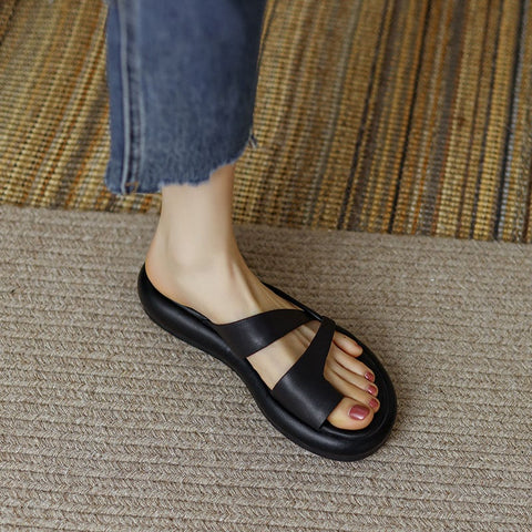 Sonicelife Malvina Open Toe Flatforms Slides Sandals
