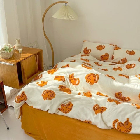 Sonicelife Nordic Style Ins Avocado Green Bedding Set Cartooon Fruit Quilt Cover Polyester High Quality Comforter Full Size With Pillowcase