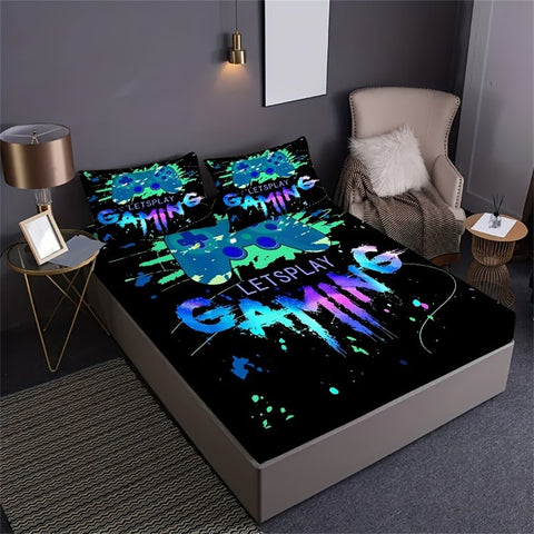 Sonicelife Painted Player Game Controller Print Fitted Sheet Set Mattress Cover Bedding Comfortable Breathable Bedding Set With Deep Pocket