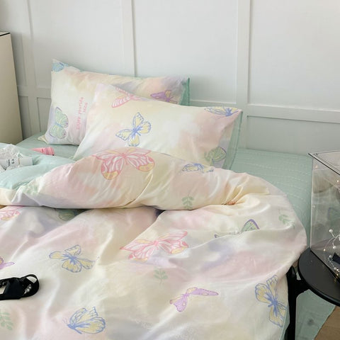 Sonicelife Fashion Bedding Set Soft Ins Single Double Size Duvet Cover Flat Sheet Pillowcase Floral Cartoon Home Totel Bed Linens