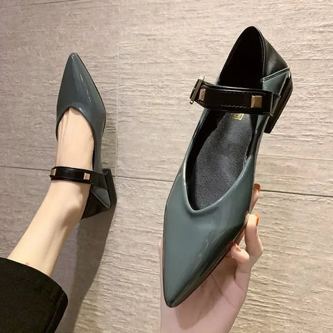 Sonicelife 2024 New Ladies Shoes  Basic Lace Up Women's High Heels Square Heel Pointed Toe Pumps Solid Color Shoes Women Heels Women