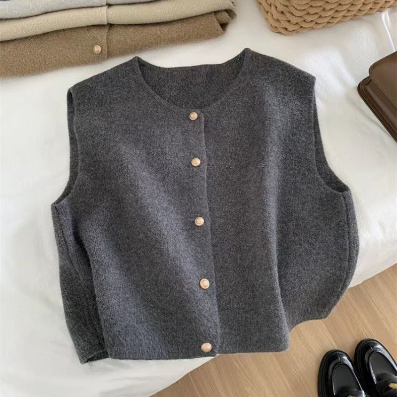 Black Friday Sonicelife Causal Knitted Single-Breasted Vests Women Elegant Loose Solid Sleeveless Cardigan Sweater Women Autumn Chic Daily Knitwear