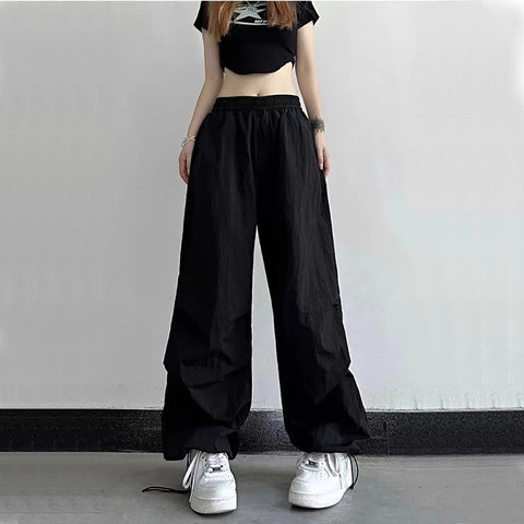 Sonicelife Y2K Cargo Pants Women Korean Streetwear Oversize Casual Straight Trousers Ladies Summer Fashion Harajuku Sports Pants New