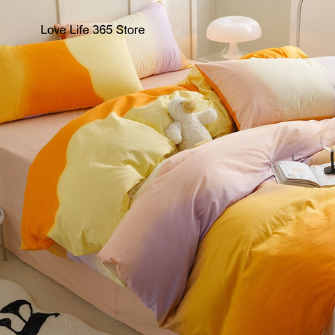 Sonicelife Ins Gradient Dark Gray Nordic Style Cover Double Duvet Cover Bedclothes Bedding Set Bed Sheet Comforter Sets Duvet Cover