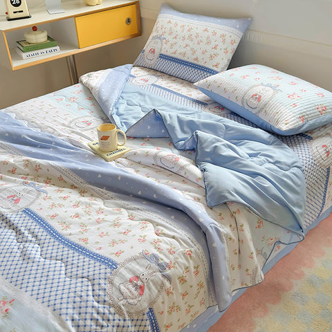 Sonicelife 2024 New Summer Water Washed Glutinous Cotton Summer Bedding Cover Set of Four Pieces