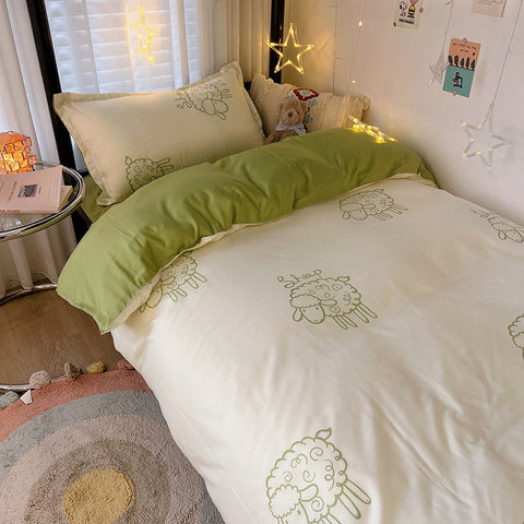 Sonicelife Ins Nordic Pastoral Style blue Floral Duvet Cover With Pillow Case Princess Bed Sheet Kids Girls Bedding Set King Queen Cute