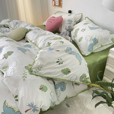 Sonicelife Floral Dream Bedding Set Soft Cotton Duvet Cover Queen King Size Pillowcase Bed Linens