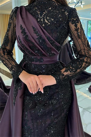 Sonicelife Luxury Lace Embroid Greem Prom Dress Sexy Mermaid فساتين السهرة With Detachable Tail Sequins Embroid Vestidos De Noche-(PRE-ORDER)