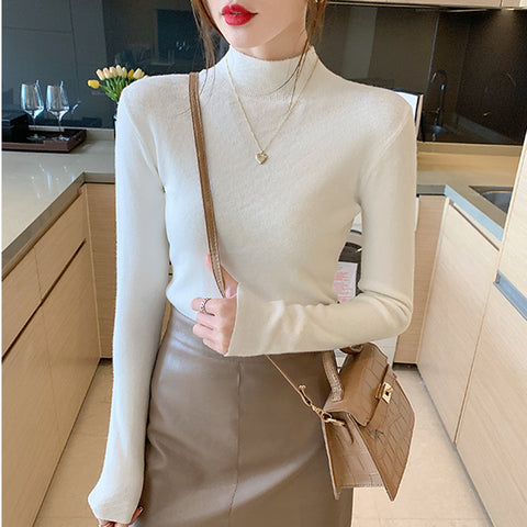 Sonicelife Turtleneck Sweater Women Fashion New Stretch Basic Tops Knitted Pullovers Long Sleeve Bottoming Jumper Ladies Sweater New