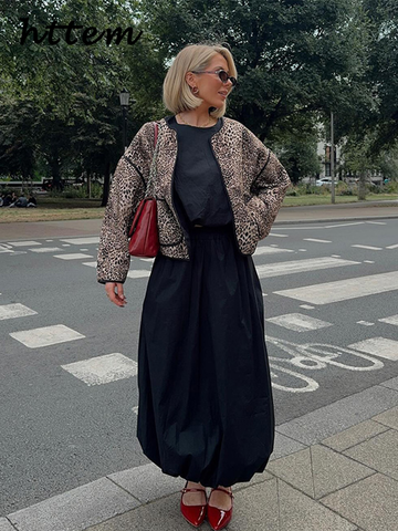 Sonicelife Casual Leopard Print Women's Cotton Coat Loose O-neck Long Sleeve Pocket Female Jacket 2024 Autumn Winter Lady Patchwork Outwear