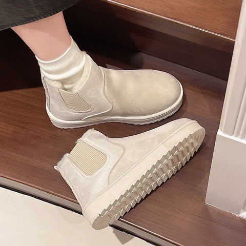 Sonicelife 2025 Thick-soled snow boots  winter new style plus velvet thickened warm  bread ladies shoes big cotton shoes