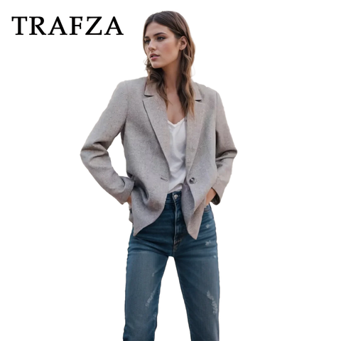 thanksgiving outfit Sonicelife 2024 Spring Summer Office Lady Blazers Fashion Casual Elegant Solid Single Button Shrug Chic Women Blazers Vintage Jacket