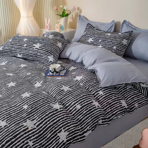 Sonicelife Nordic Yellow Solid Color Bedding Set Flat Bed Sheet Duvet Cover Single Double Full Queen King Bedclothes Ins Pure Bedroom Linen