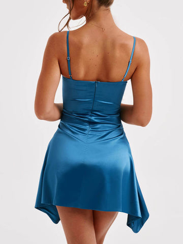 Sonicelife hoco dresses-Irregular Strap Mini Dress