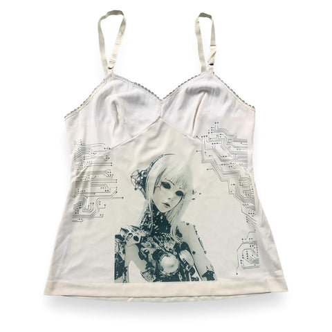 Sonicelife Gothic Street Metal Rock Lace Vintage Sling emo Y2K Crop Tops Punk Woman Halter tops E-Girl Print Singlet Aesthetic Sleeveless