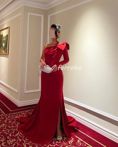 Sonicelife Customized Fashion Sizes Available Jersey Pleat Ruched Mermaid One-shoulder Long Dresses Bespoke Occasion Dresses Exquisite (PRE-ORDER)