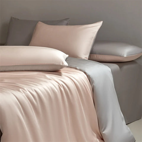 Sonicelife Four piece set of natural silk solid color bedding, ice silk smooth nude sleeping bedding