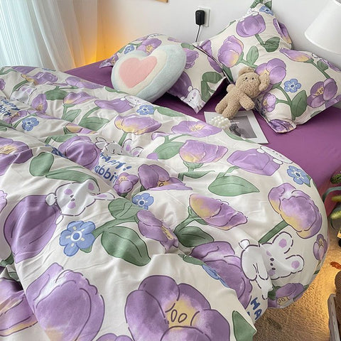 Sonicelife Lucky Dog Bedding Set Cute Cartoon No Filler Twin Full Size Duvet Cover Flat Sheet Pillowcase Fashion Girls Boys New Bed Linen