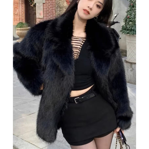 christmas outfit Sonicelife Spring Winter Loose Casual Thick Warm Soft Hairy Shaggy Faux Fur Coat Women Luxury Fluffy Jacket Furry Cardigan 2025