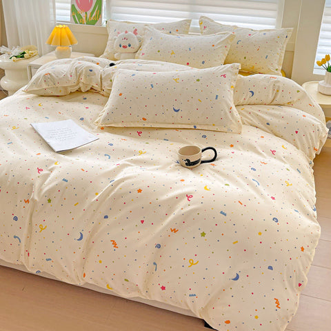 Sonicelife Summer Bedding Set 2024 Ins Twin Queen Duvet Cover Flat Sheet Pillowcase No Filler Girl Boys Hotel Home Bed Linens