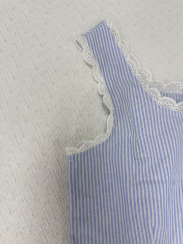 Sonicelife Cute Blue Striped 2 Piece Set Outfits Women New Buttons T-shirts+Buttons Straight Short Pants Sweet Lace Trim Blouse Shorts Sets