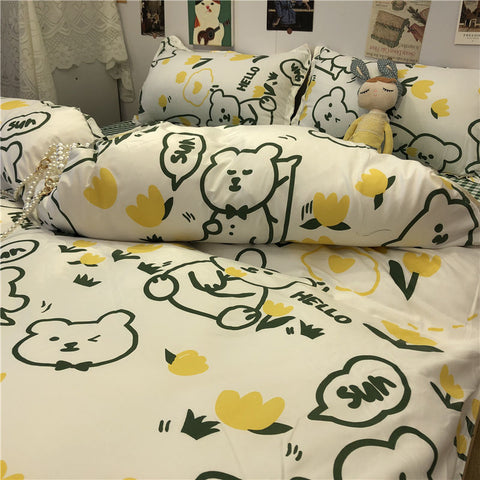 Sonicelife Ins Style Fashion Butterfly Bedding Set For Girls Boys Double Size Flat Sheet Duvet Cover Pillowcase Bed Linen Home Textile