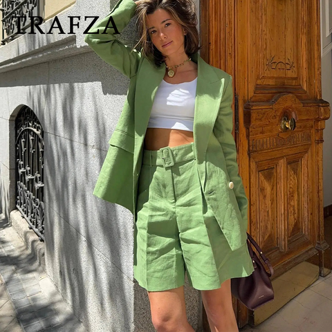 thanksgiving outfit Sonicelife 2024 Spring Summer Office Lady Solid Suits Fashion Streetwear Pockets Shrug Double Breasted Blazers+Zipper Sashes Shorts