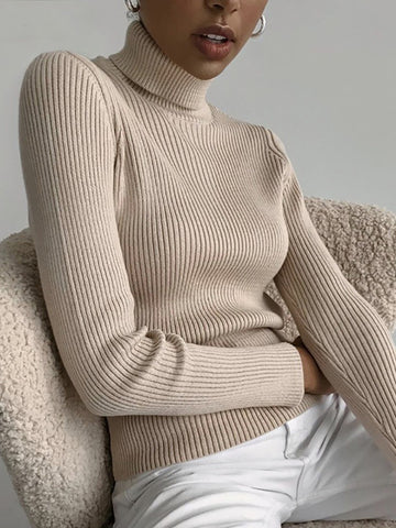 Sonicelife Women Fall Turtleneck Sweater Knitted Soft Pullovers Cashmere Jumpers Basic Soft Sweaters Female Basic Blouse New