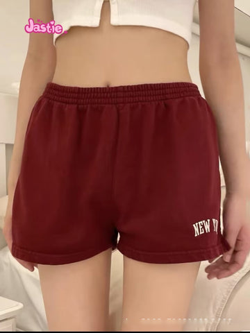 Sonicelife Letter Embroidery Shorts Spring Elastic High Waist Casual Sweatpants Woman American Vintage green Streetwear Y2k Short Pants