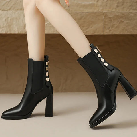 Sonicelife Women Ankle Chelsea Boots Fashion Designer Walking Shoes 2025  Winter Square Toe Pumps Dress Brand Zapatillas Female