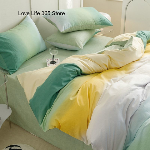 Sonicelife Ins Gradient Dark Gray Nordic Style Cover Double Duvet Cover Bedclothes Bedding Set Bed Sheet Comforter Sets Duvet Cover
