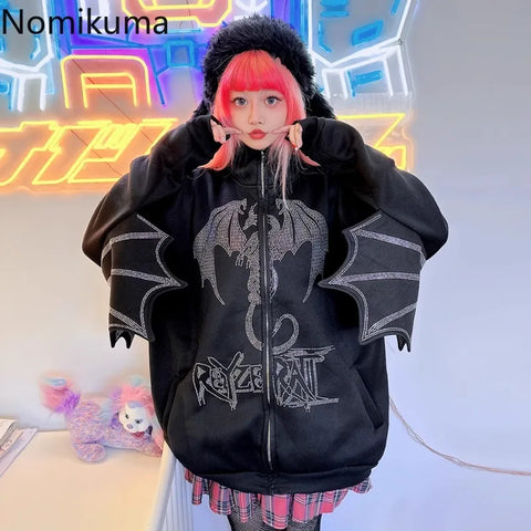 Sonicelife Harajuku Hoodies Women's Clothing Streetwear BF Punk Y2k Jackets 2025 Ropa Mujer Fashion Sweatshirts Heavy Diamond Hoodie Tops