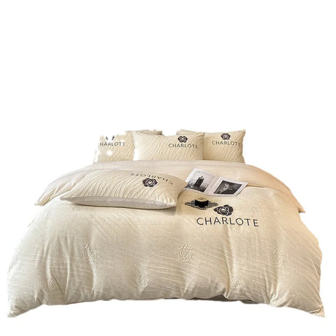 Sonicelife Thickened milk plush four piece bed set for winter light luxury high-end bedding, suede sheets, and duvet covers