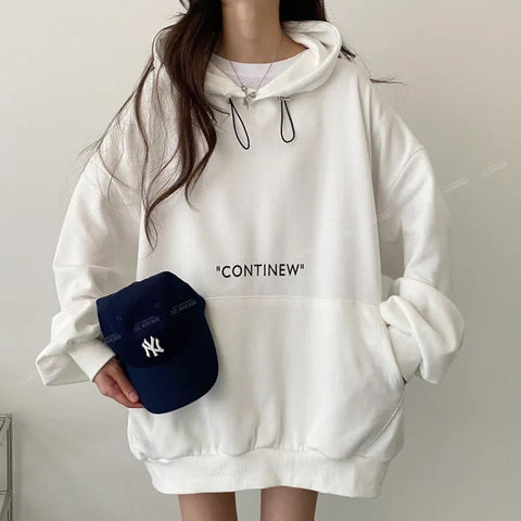 christmas outfit Sonicelife Sweatshirt women's solid color plus velvet design niche gray reprint 2025 spring and autumn new Korean version oversize hooded