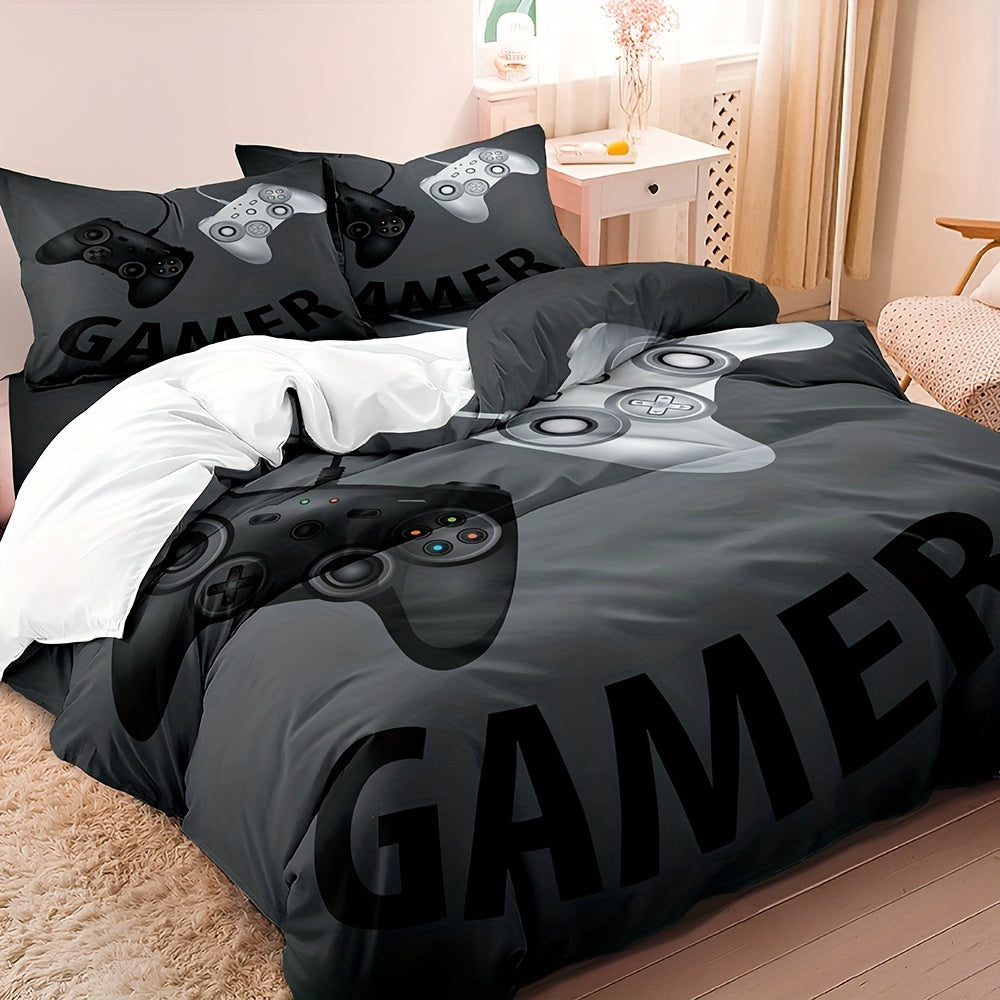 Sonicelife Gamepad Design 3-Piece Duvet Cover Set - Soft & Breathable Bedding, Ideal for Bedroom and Guest Room  Duvet Cover + 2 Pillowcase