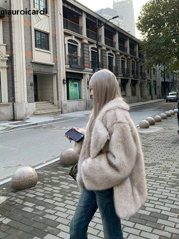 christmas outfit Sonicelife Winter Thick Warm Hairy Shaggy Soft Faux Fox Fur Coat Women Loose Casual Korean Fashion Fluffy Jacket Cardigan 2025