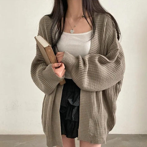 christmas outfit Sonicelife Vintage Oversized Loose Open Front Cardigan