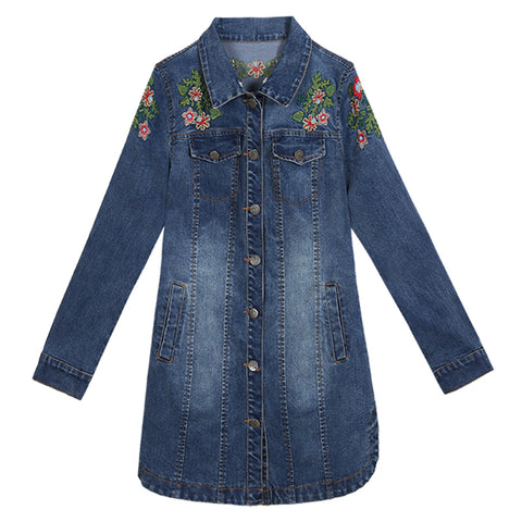 Sonicelife 2025 Autumn Women Jackets Embroidery Denim Jacket Loose Casual Jeans Jacket Women Coat Outwear Female Jacket 5XL P327