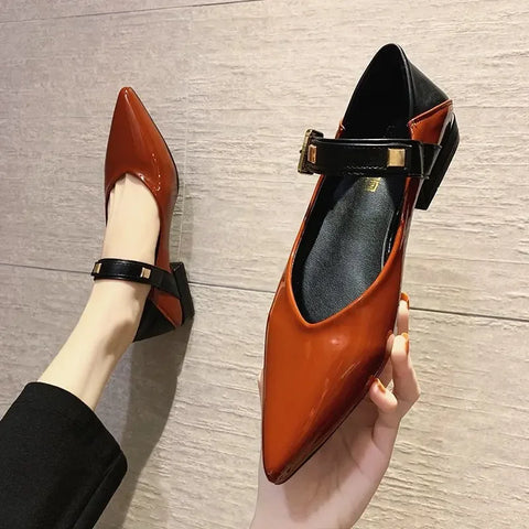 Sonicelife 2024 New Ladies Shoes  Basic Lace Up Women's High Heels Square Heel Pointed Toe Pumps Solid Color Shoes Women Heels Women